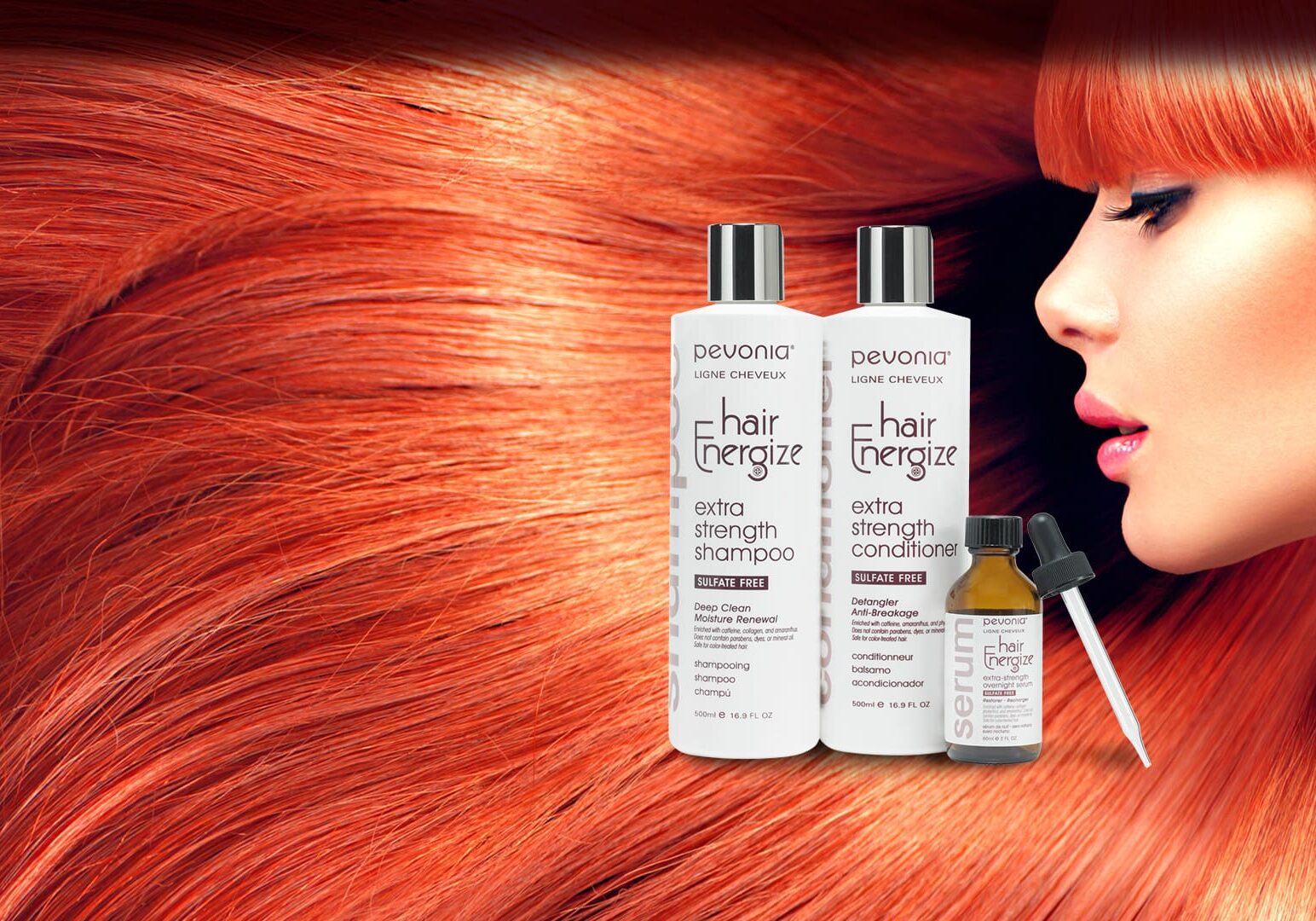 Pevonia Hair Energize Shampoo Conditioner and Overnight Serum