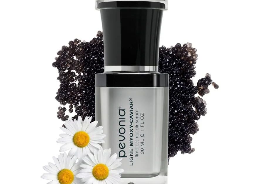 Elegant caviar serum with flowers